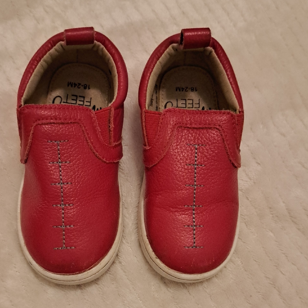 Monkey Feet Red Leather Baby Shoes